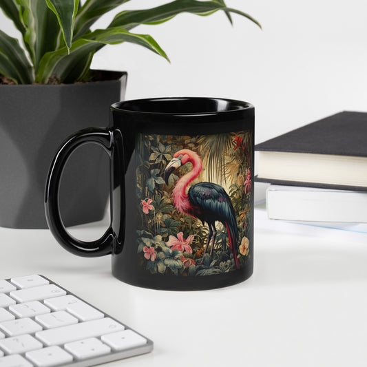 Dark Flamingo Black Mug